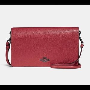 NWT - Coach Foldover Crossbody Clutch - Washed Red
